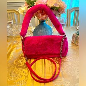 Pink puffy bag Barbie color with adjustable strap